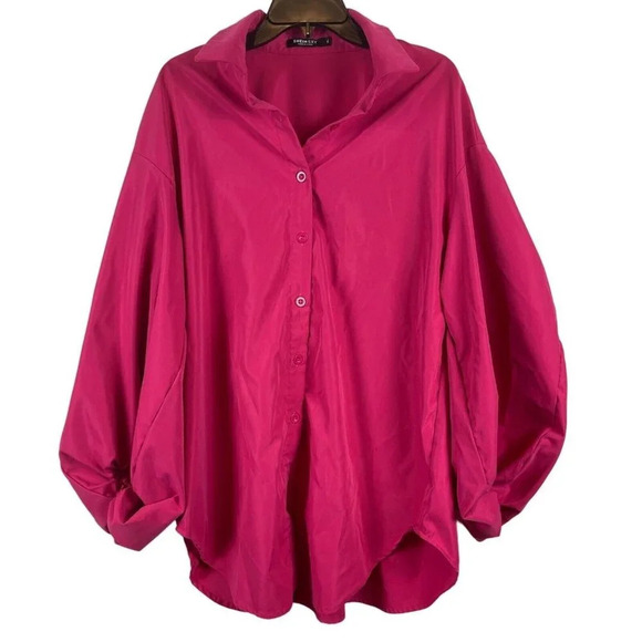Shein Women's Balloon Sleeve Button-Down Blouse Size 1XL - Picture 1 of 6